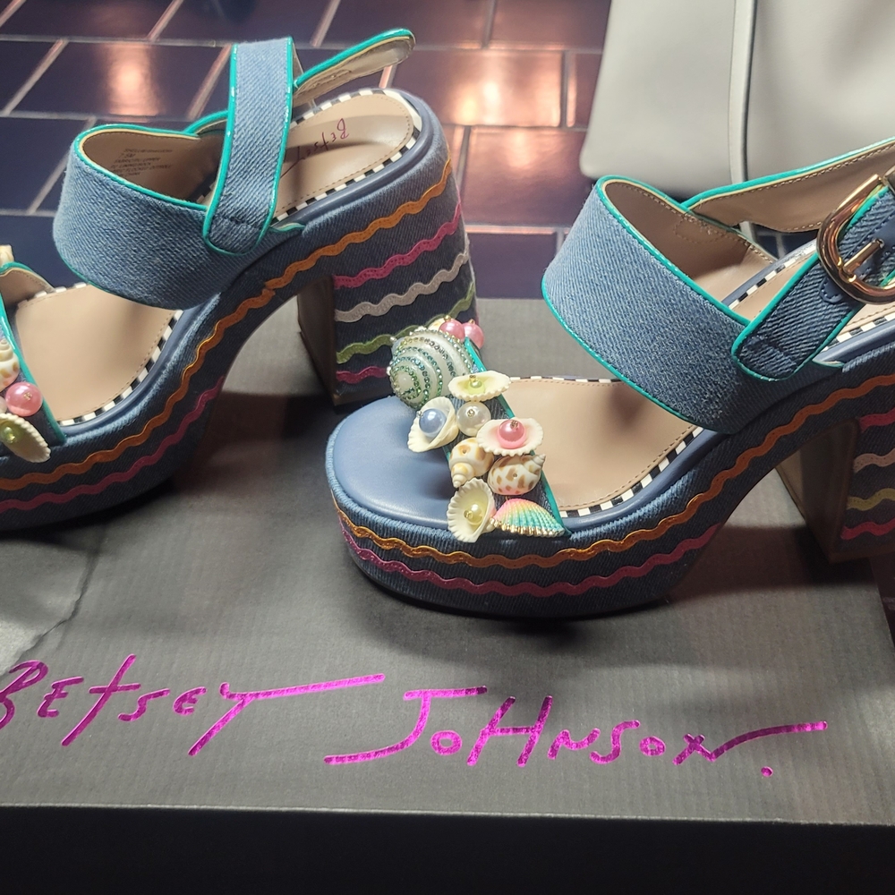 Betsey Johnson Pink and Blue Platform Heels